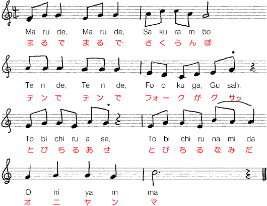 Music score 'Dragonfly ekakiuta'