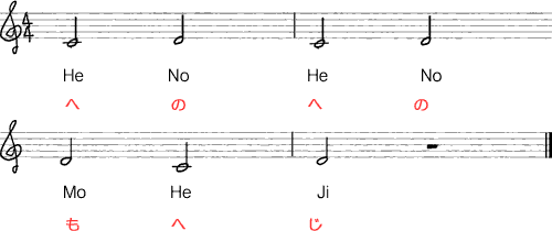 Music score 'Henohenomoheji'